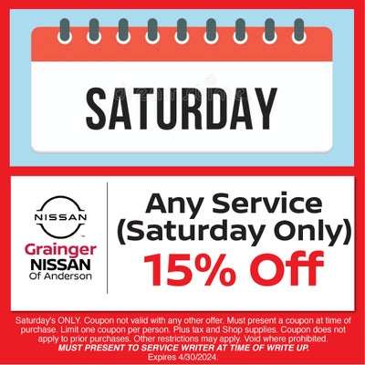 15% Off Any Saturday Service